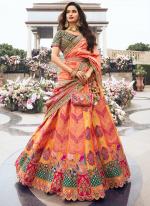 Banarasi Silk Multi Colour Bridal Wear Embroidery Work Lehenga Choli